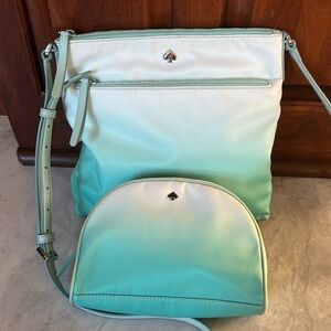Kate Spade  nearly new  2 piece Nylon Travel crossbody& Makeup Bag  Ombre  Clean